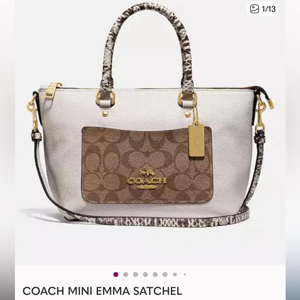 Coach Satchel in White and Brown